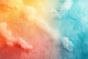 Fototapeta premium Vibrant abstract wall texture with gradient colors and soft cloud formations in warm and cool tones