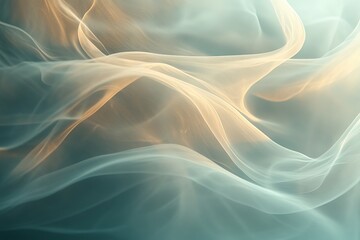 Fototapeta premium Fluid wisps intertwining in soft hues create a serene abstract backdrop showcasing ethereal movement and delicate textures