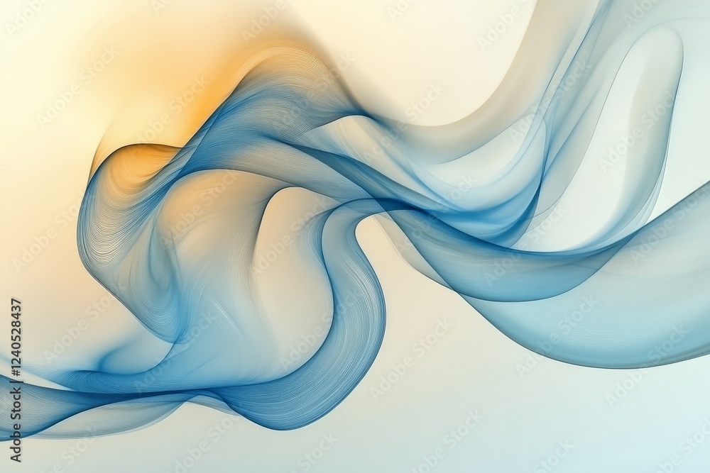 Leinwandbilder flowing blue and orange lines create an abstract and serene composition in a soft background