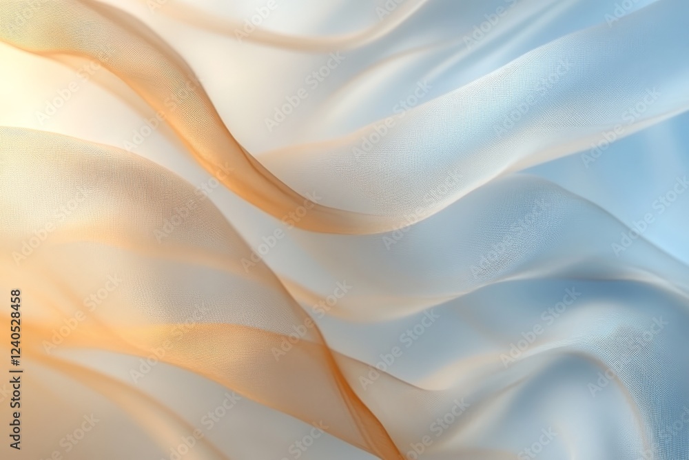 Poster Soft fabric waves in gentle colors create a serene and tranquil atmosphere in the background design