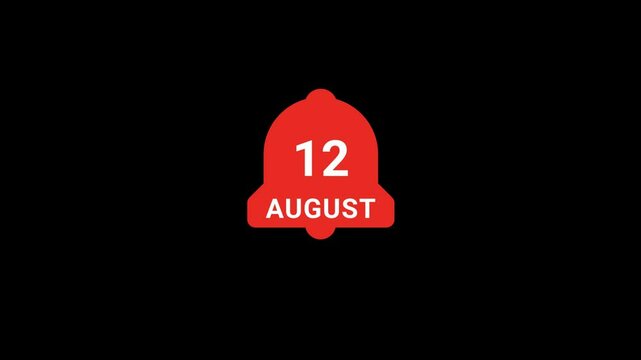 12 August date on Notification bell Animation