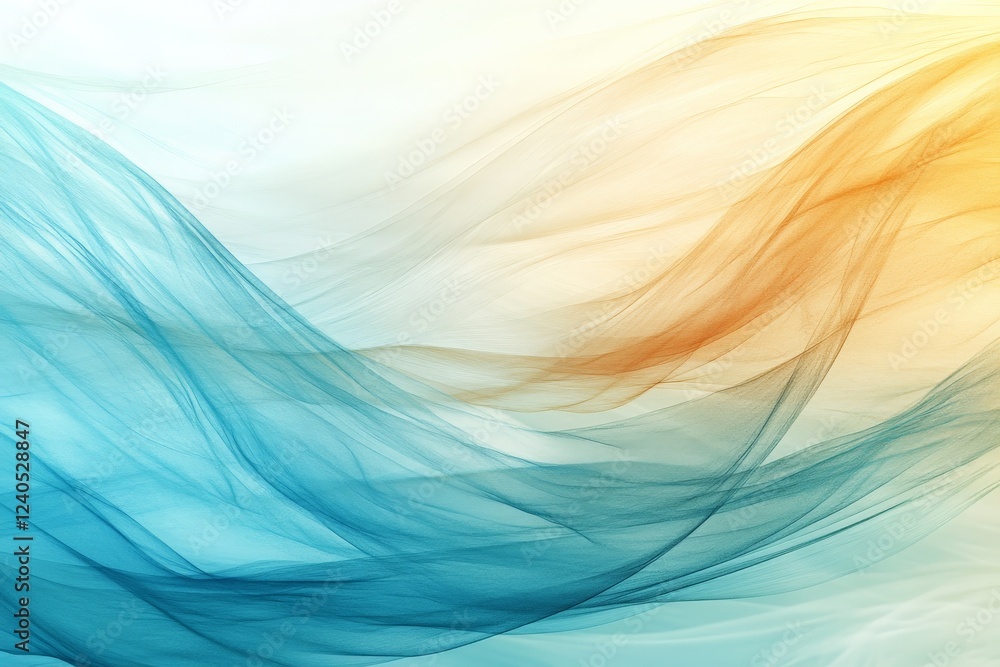 Aufkleber beautiful flowing waves of blue and orange gradients creating a serene background for artistic desig