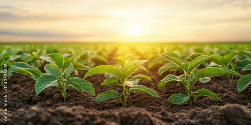Poster sunlit precision agriculture solar-powered weather station in verdant crop field eco innovation and 