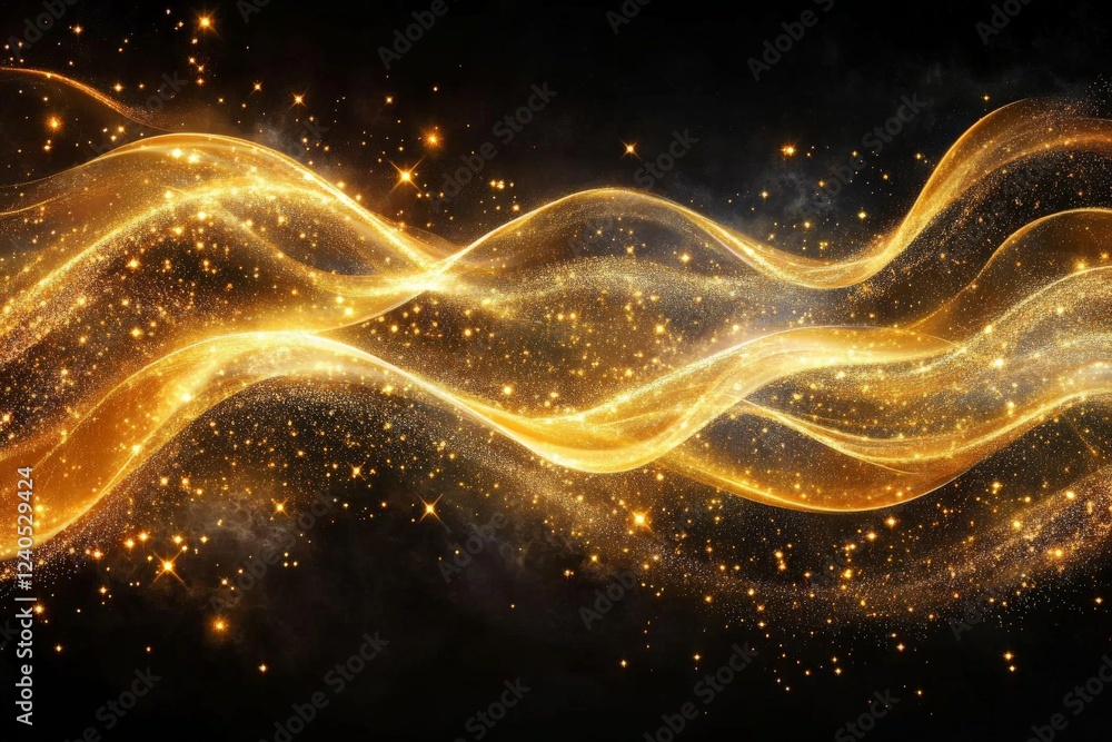 Fototapete Golden waves of light create a mesmerizing effect in a dark background during a celestial event