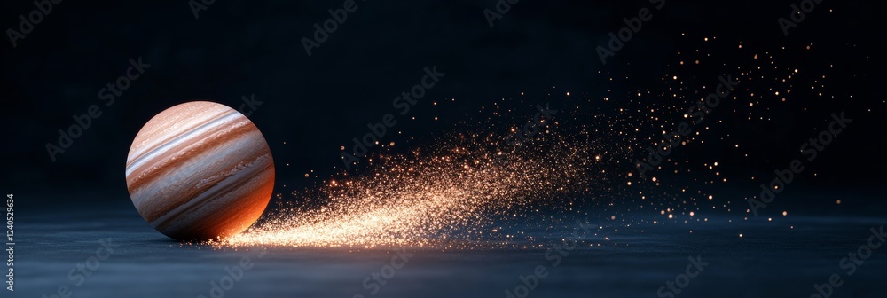 Poster cosmic illumination in stem dynamic celestial body with radiant dust - immersive visual content for 