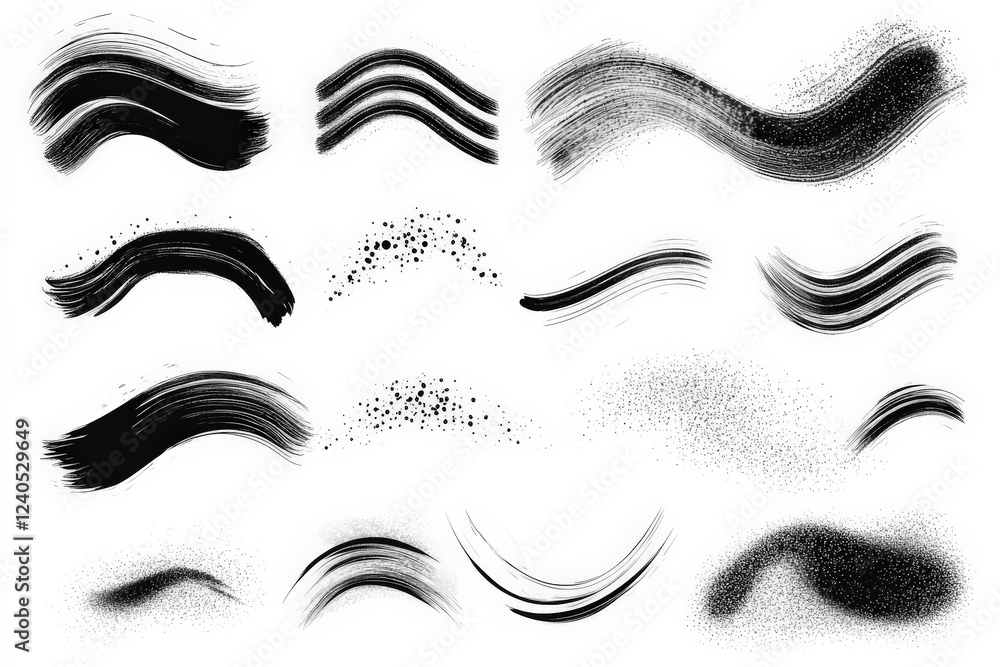 Aufkleber various brush strokes and textures for digital art and design projects