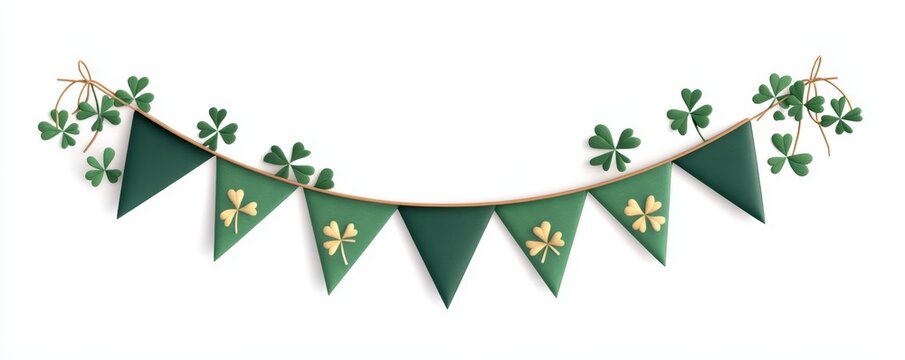 Festive st. patrick's day banner with shamrocks and green pennants