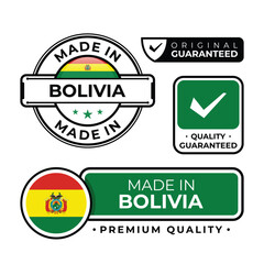 Obraz premium Badge bundle made in Bolivia label icon emblem isolated on white background