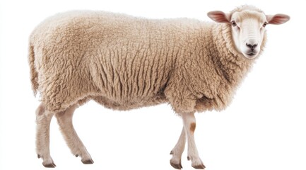 Fototapeta premium A Fluffy Sheep: A Close-up of a Domesticated Sheep