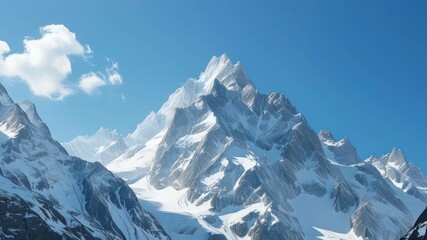 Obraz premium Breathtaking snowy mountain peaks under a clear blue sky