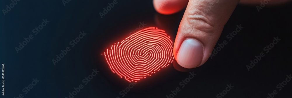 Poster Sleek Biometrics Hand Unlocking Smartphone via Fingerprint Sensor - Modern Security Tech for Digital Authentication and Consumer Electronics