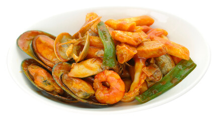Haemul toppoki, Korean Spicy Seafood Tteokbokki with Rice Cakes