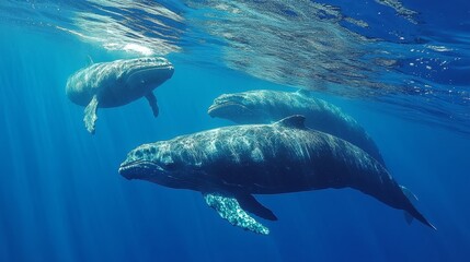 whales swimming in the sea