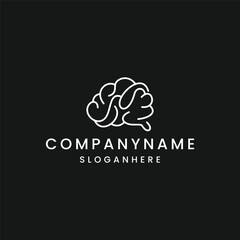 Brain Logo, with line style, flat design logo template, vector illustration