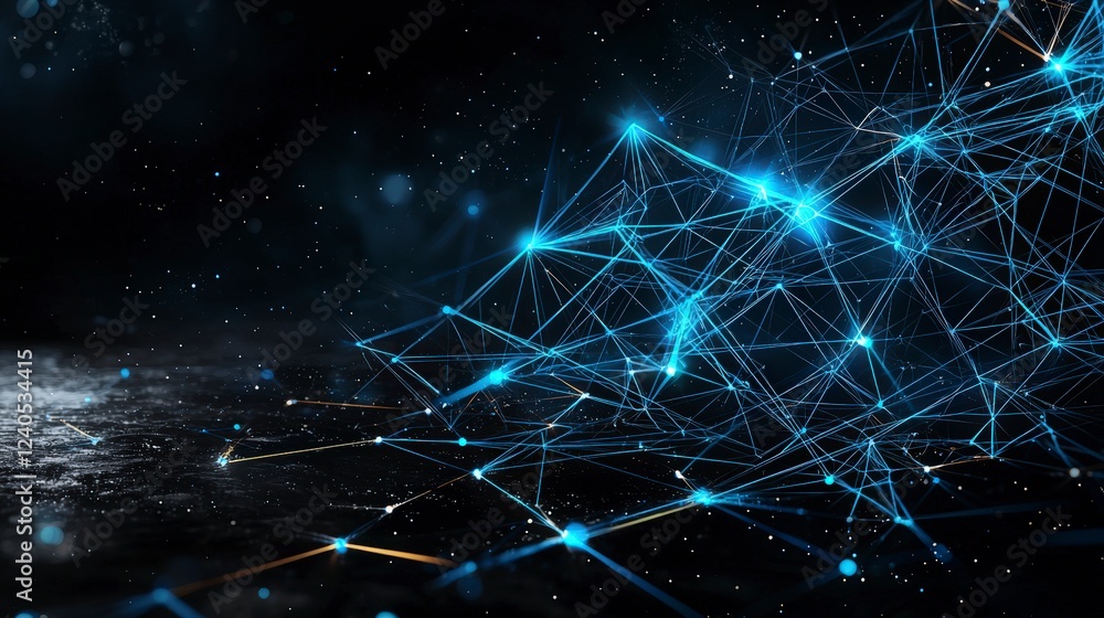 Poster Digital grid pattern technology environment neon blue lines modern design abstract concept for high-impact visuals