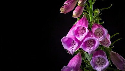 Fototapeta premium close up of Digitalis flower, black background, copy space