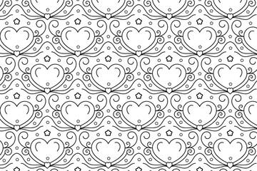 Valentine Day Elegant seamless pattern, Flourishes Swirling hearts seamless pattern, abstract hearts Swirls pattern, valentines Day Elegant seamless background, curly hearts repeating background