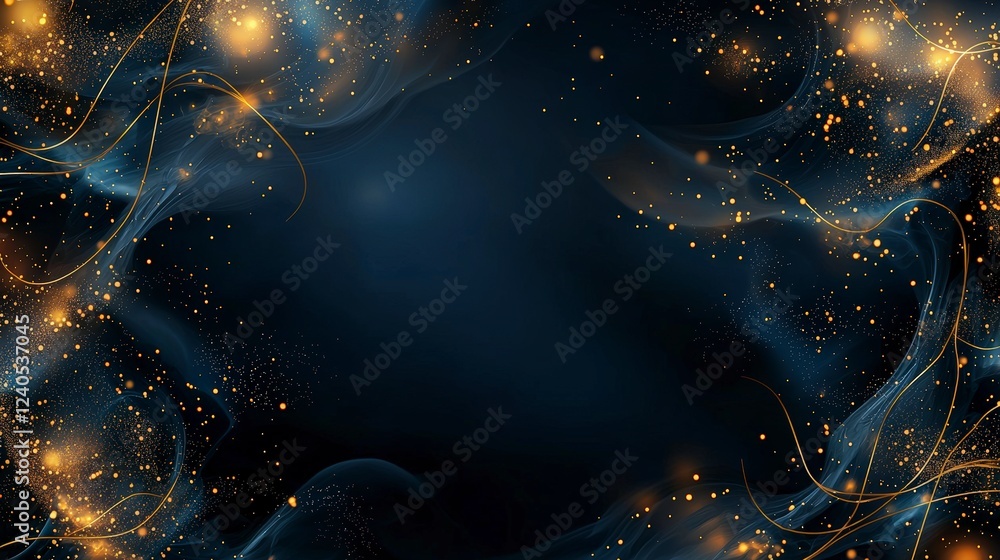 Aufkleber golden dots and lines abstract pattern dark background graphic design digital art close-up view crea