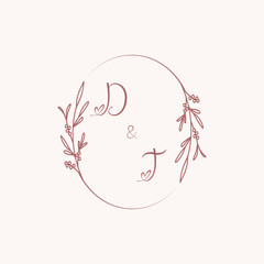DT TD initial hand drawn wedding monogram logo.