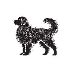 Curly-Coated Retriever Silhouette - Curly-Coated Retriever Dog Vector - Curly-Coated Retriever Dog Illustration.