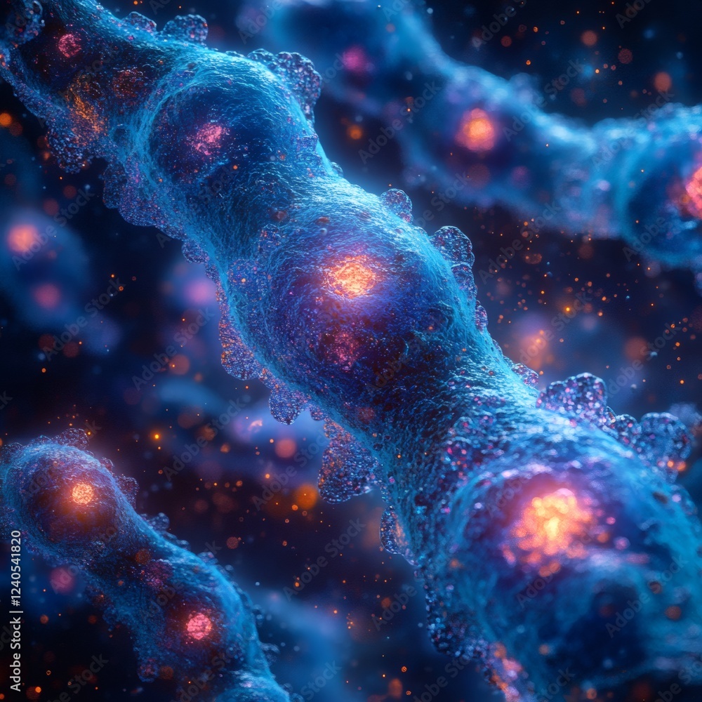 Aufkleber ultradetailed microscope view of the cell division process in 8k with vibrant blue and pink chromoso