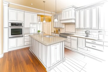 Fototapeta premium Dream Kitchen Design: Modern, elegant, and functional space awaits!
