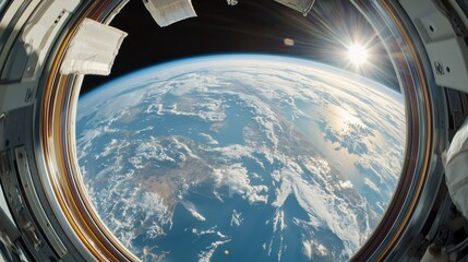 Stunning earth view from inside the international space station