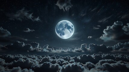 Here are a few options for your stock photo description, all under 200 characters:

**Option 1 (Focus on mood):**

> Ethereal full moon glowing brightly through dark, swirling clou