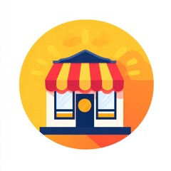 Obraz premium Sunny storefront, retail shop, vibrant, open, business