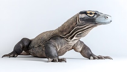 Obraz premium Komodo Dragon Posing Against A White Background
