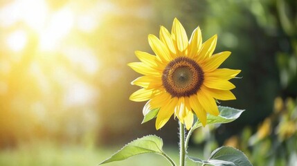 Obraz premium Sunflower closeup in golden rays nature macro photography