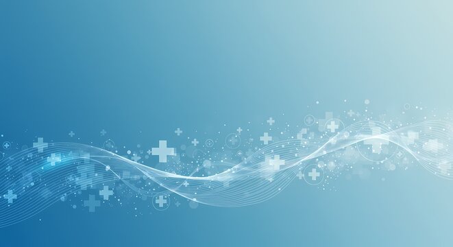 Abstract Medical Background Blue Waves Healthcare Crosses Soft Light Medical Illustration