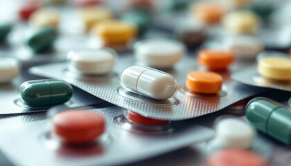 Colorful assortment of pills and capsules arranged in organized patterns on a surface