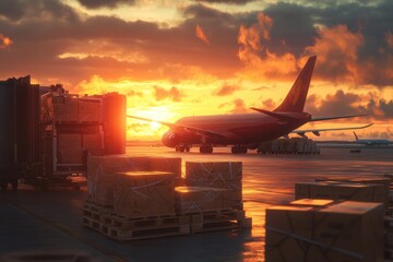 Sunset Cargo Flight: Air Freight and Logistics at Golden Hour