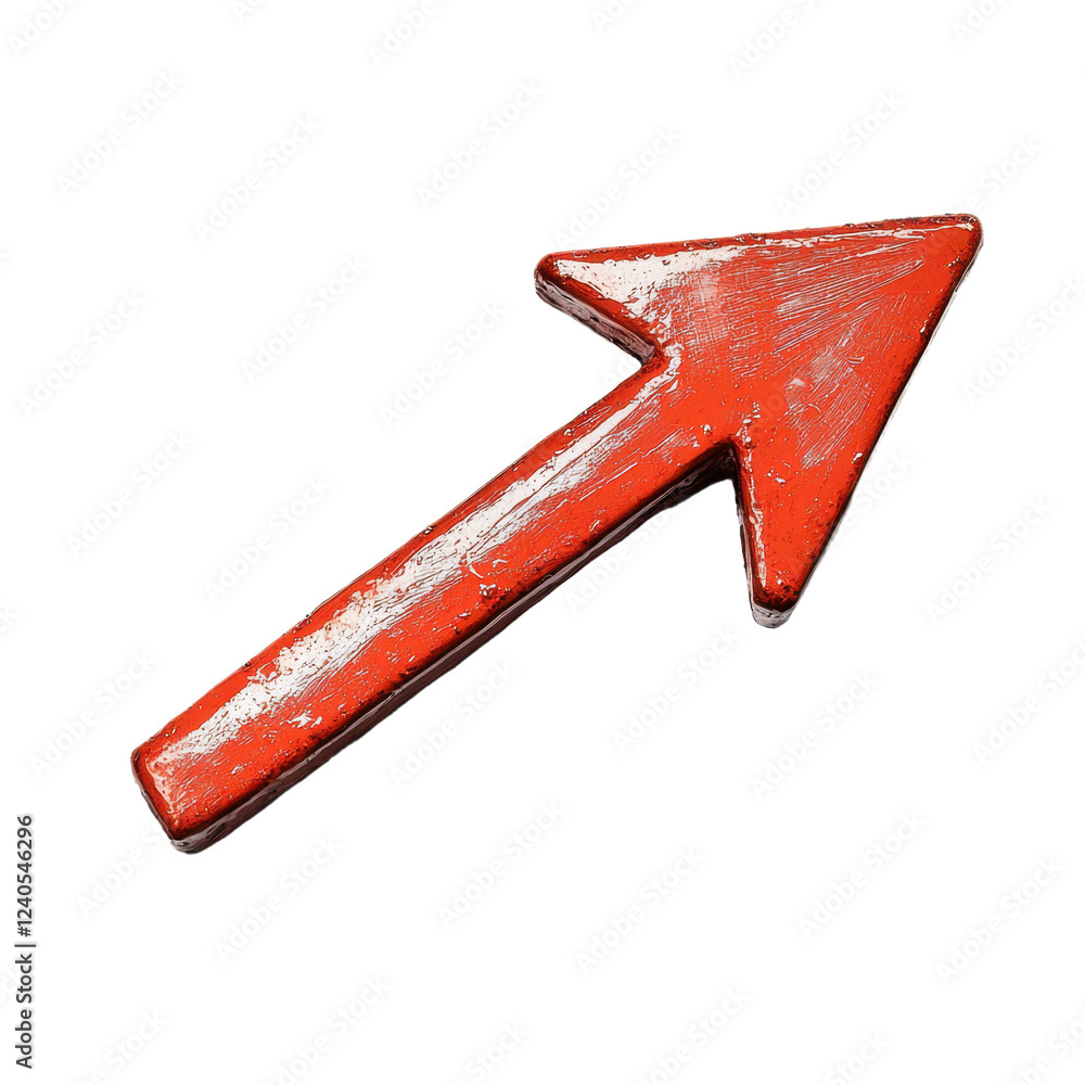 Aufkleber bold red arrow pointing upward against a plain background emphasizing direction and movement for des