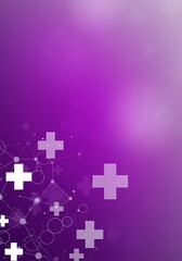 Naklejka premium Abstract Purple Healthcare Background with Medical Crosses and Network Connections