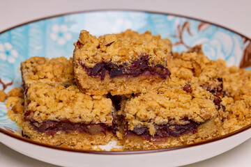 Traditional Romanian cake with plum jam, walnuts and dough.