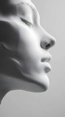12. A human face showing the contour of the cheekbones, chin, and nose in sharp contrast, white background