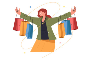 Dynamic Shopping Spree Exciting Sale Illustration