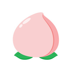 Peach cartoon vector. Doodle peach with leaves icon. Peach fruit in shape of heart isolated on white background. Farm, natural food, fresh fruits.