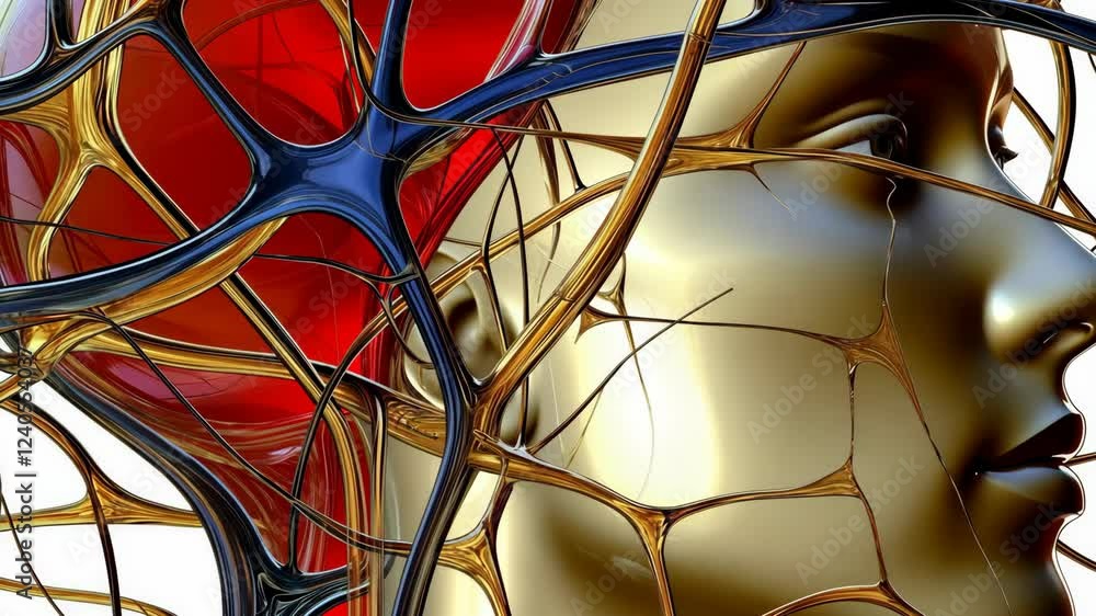 Poster abstract representation of the human brain and neural connections illustrating cognitive processes i