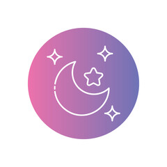 Crescent and Star icon vector stock illustration