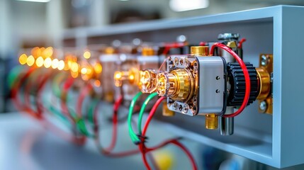 Mechanics repair engine restoration concept. Electric engine restoration, exposed motor components, modern clean workspace