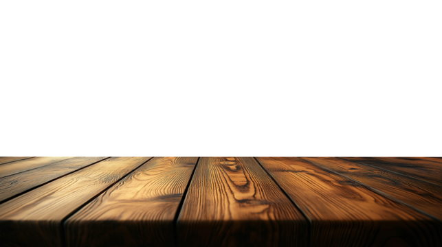 Empty wooden table front view for a vintage interior design backdrop. Created with Generative AI.