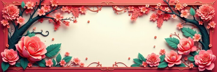 Obraz premium Intricate paper cut window art, auspicious symbols and floral designs , heritage, elegant