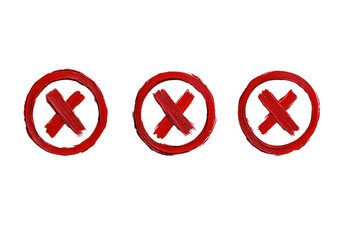 Obraz premium An image of three red X marks enclosed in red circles, symbolizing errors or rejection