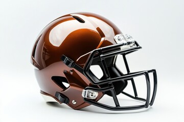 Naklejka premium American Football Helmet: Brown Glossy Finish, Studio Shot