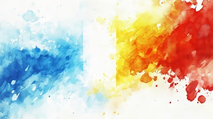 Colors blend harmoniously in abstract artwork showcasing vibrant hues of blue, yellow, and red, evoking emotions and creativity
