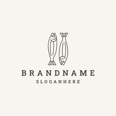 simple monoline two fish logo icon vector inspiration