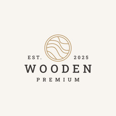 Wooden logo vector hipster vintage icon illustration